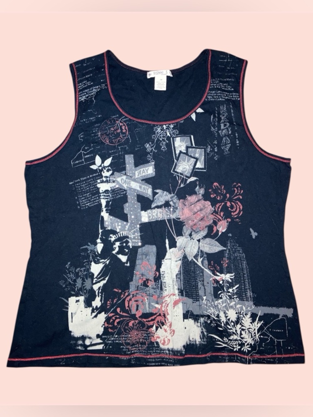 Black NYC Graphic Scoop Tank Top